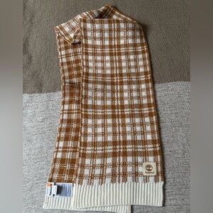 Timberland Unisex Camel & White Plaid Knit Sweater Scarf
